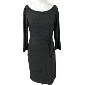 Sharagano Bodycon Knit Dress Size 4 3/4 Length Sleeve Asymmetrical Gray Wrap